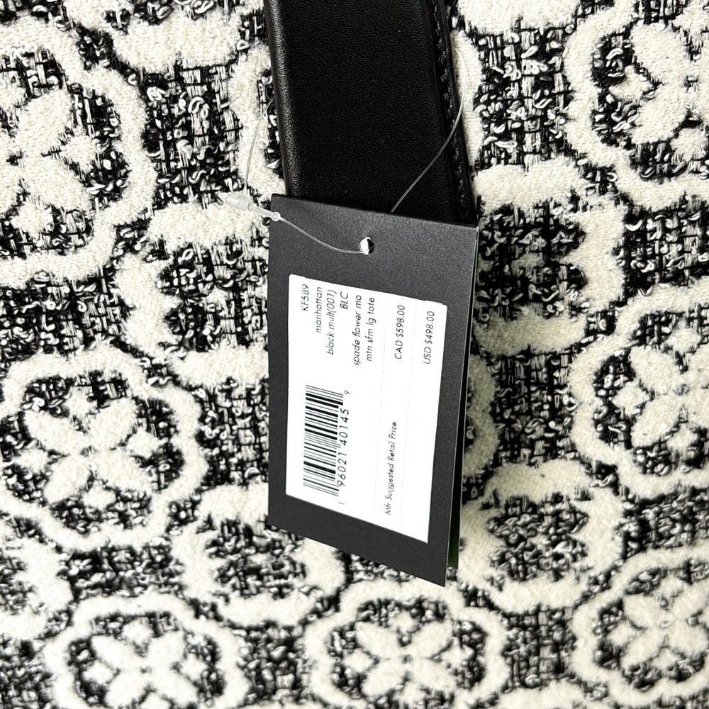 NWT Kate Spade Manhattan Spade Flower Monogram Tweed Large Tote Purse - Picture 12 of 12